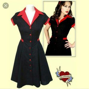Unique Vintage Black & Red Diner Dress